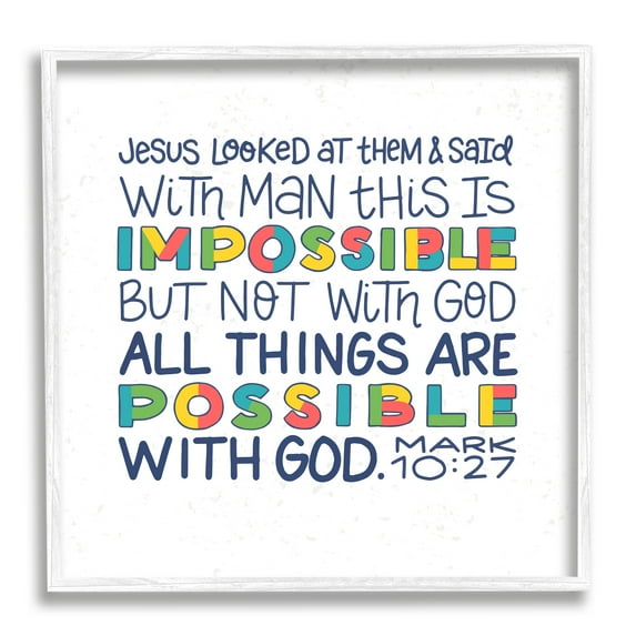 Stupell Industries All Things Possible with God Mark 10:27 Proverbs, 17 x 17, Design by Raye Allison Creations