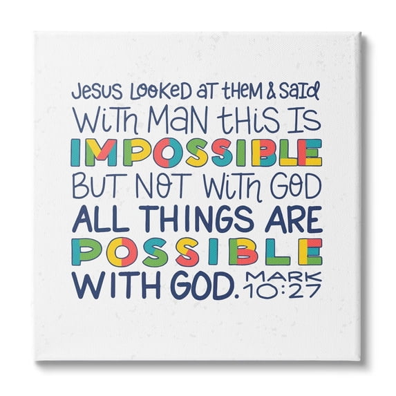 Stupell Industries All Things Possible with God Mark 10:27 Proverbs, 24 x 24, Design by Raye Allison Creations