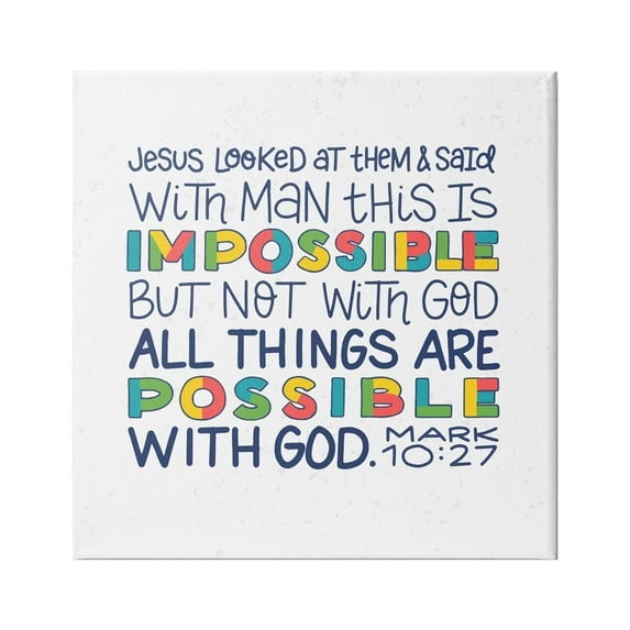 Stupell Industries All Things Possible with God Mark 10:27 Proverbs, 36 x 36, Design by Raye Allison Creations