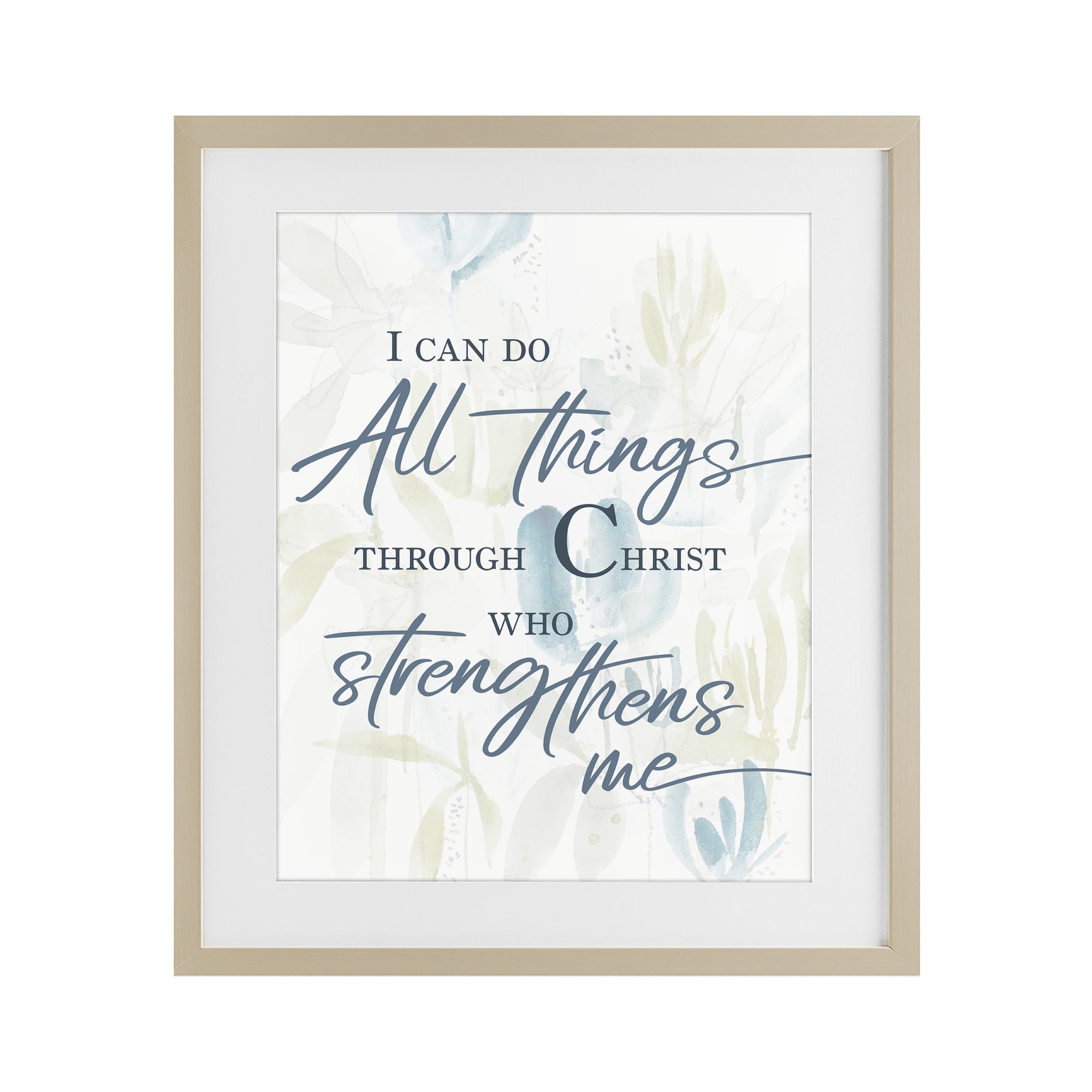 Stupell Industries All Things Through Christ Birch Framed Print Under Glass, design by Krinlox
