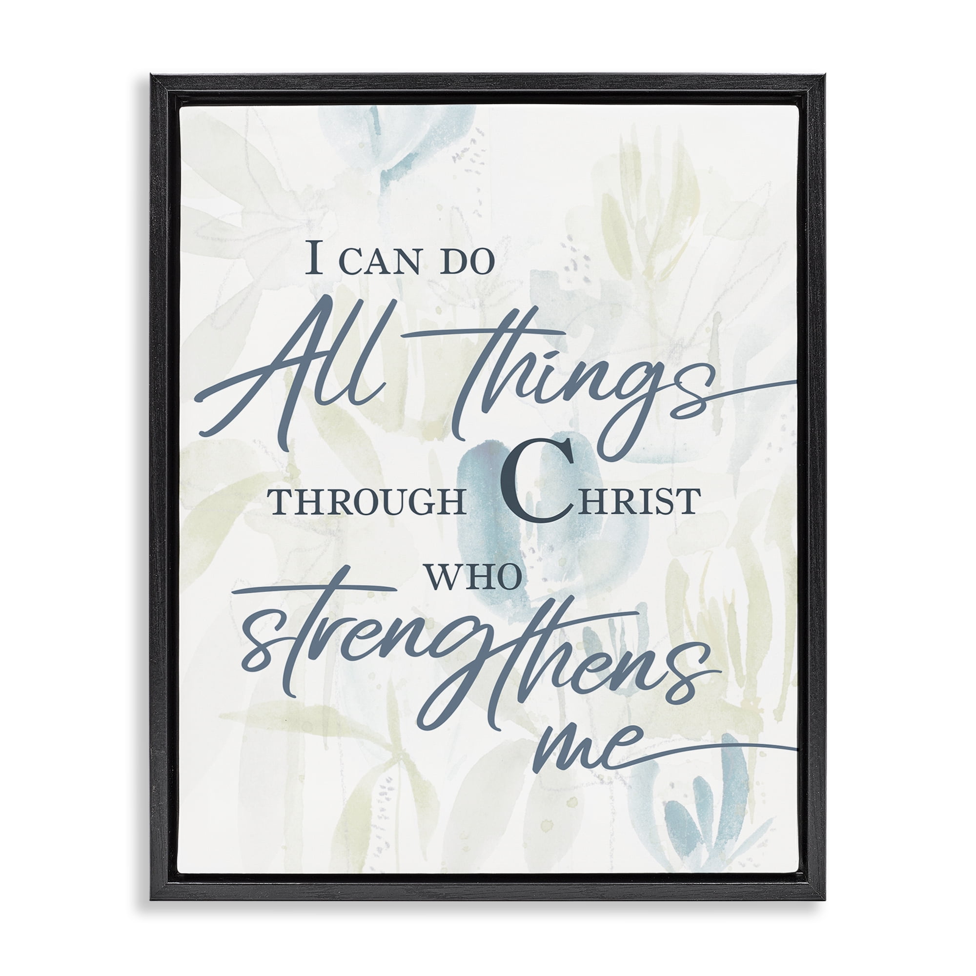 Stupell Industries All Things Through Christ Black Framed Floater Canvas Wall Art, design by Krinlox