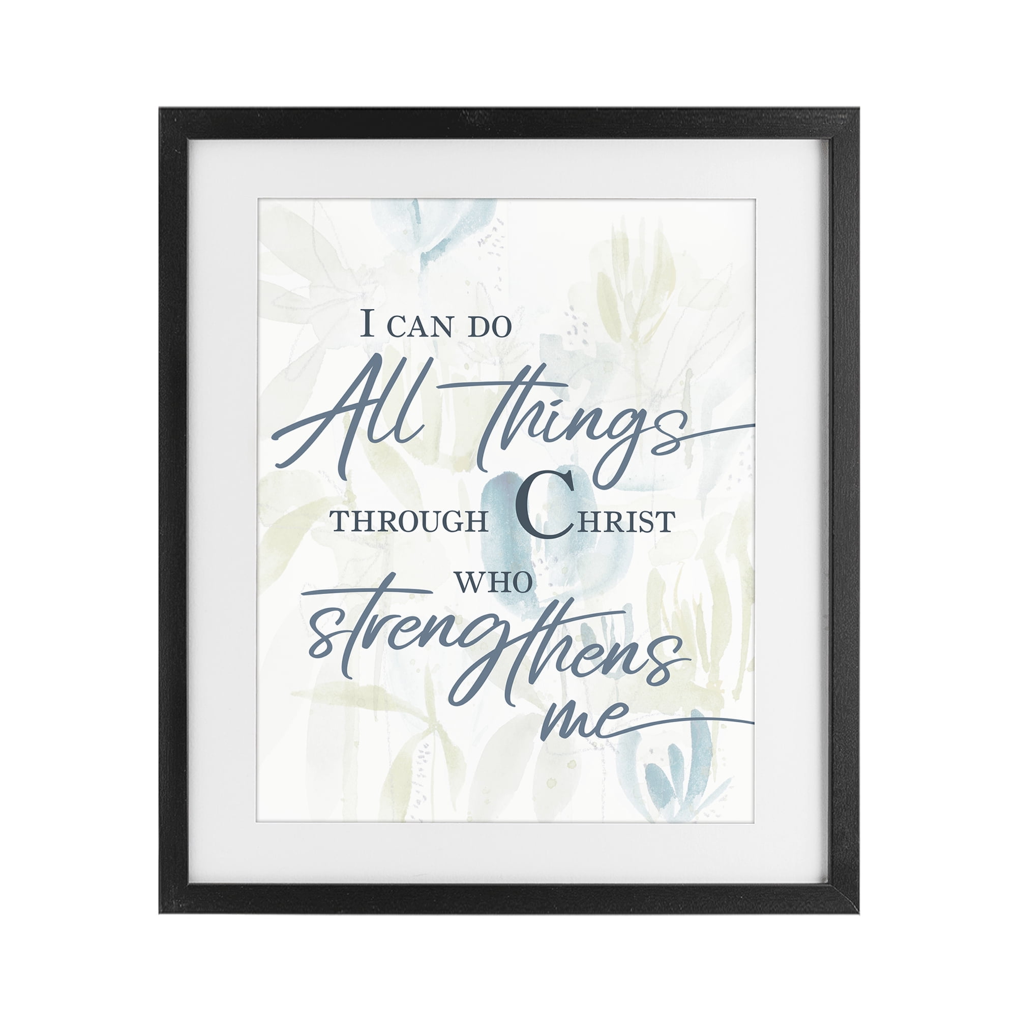 Stupell Industries All Things Through Christ Black Framed Print Under Glass, design by Krinlox