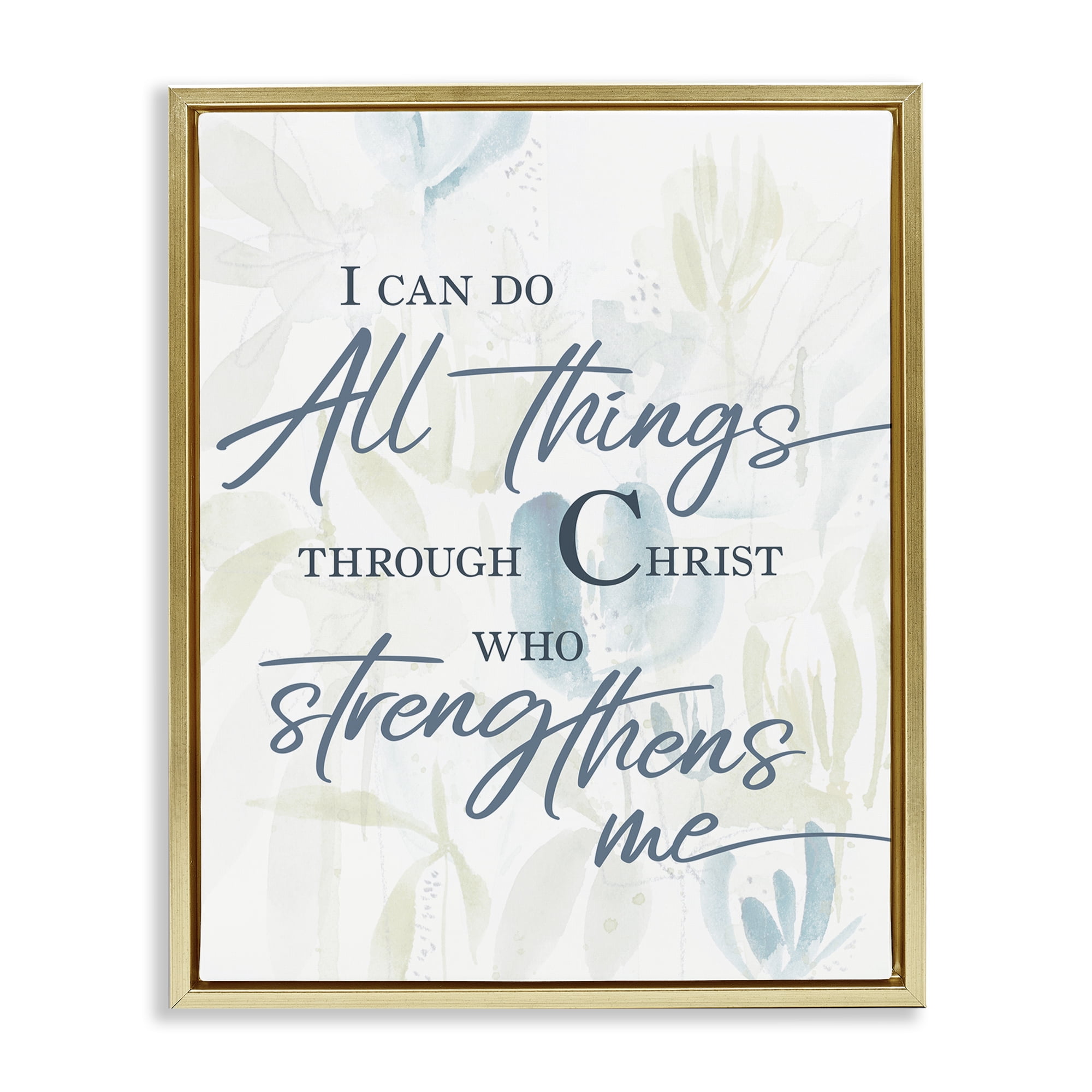 Stupell Industries All Things Through Christ Gold Framed Floater Canvas Wall Art, design by Krinlox