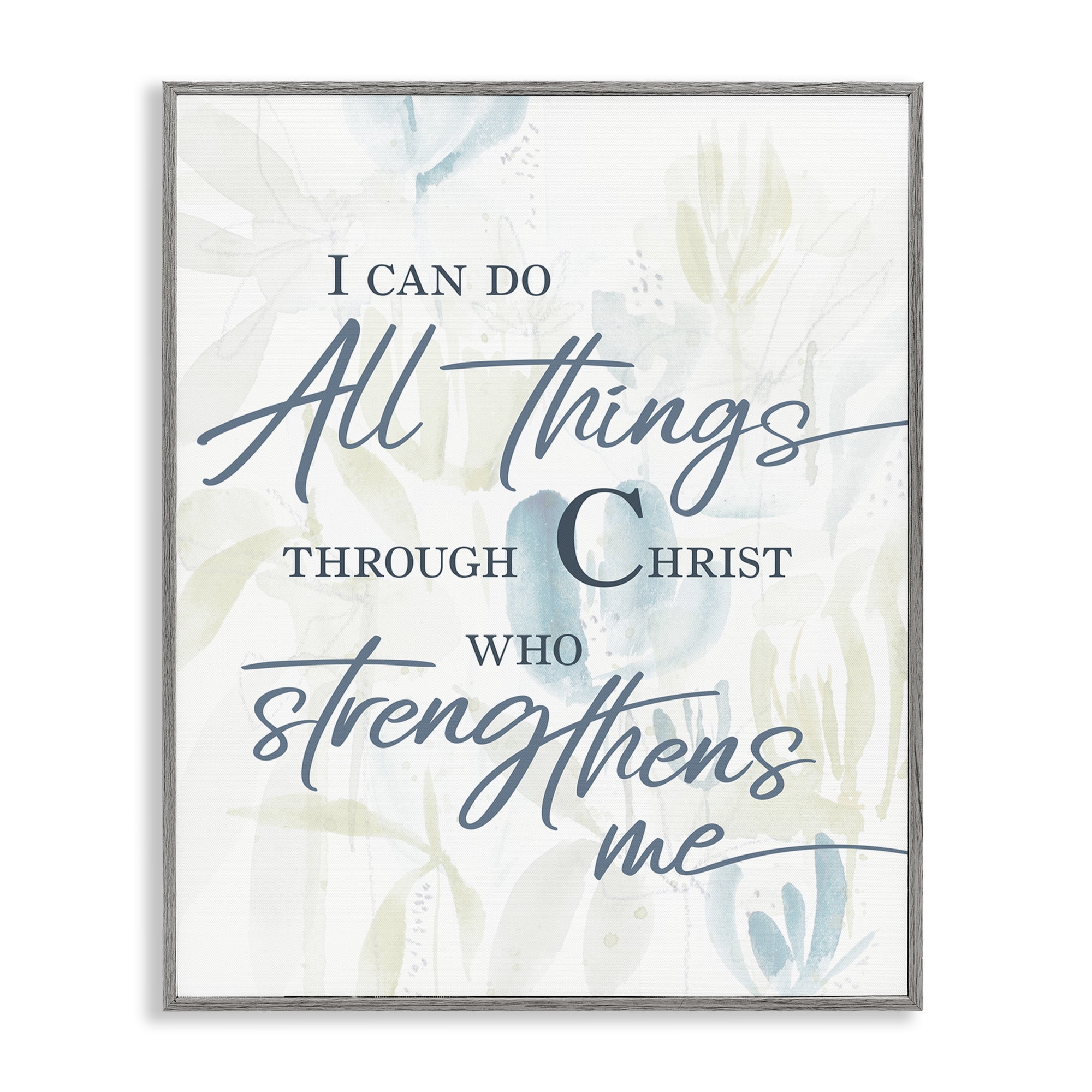 Stupell Industries All Things Through Christ Gray Framed Giclee Art, design by Krinlox