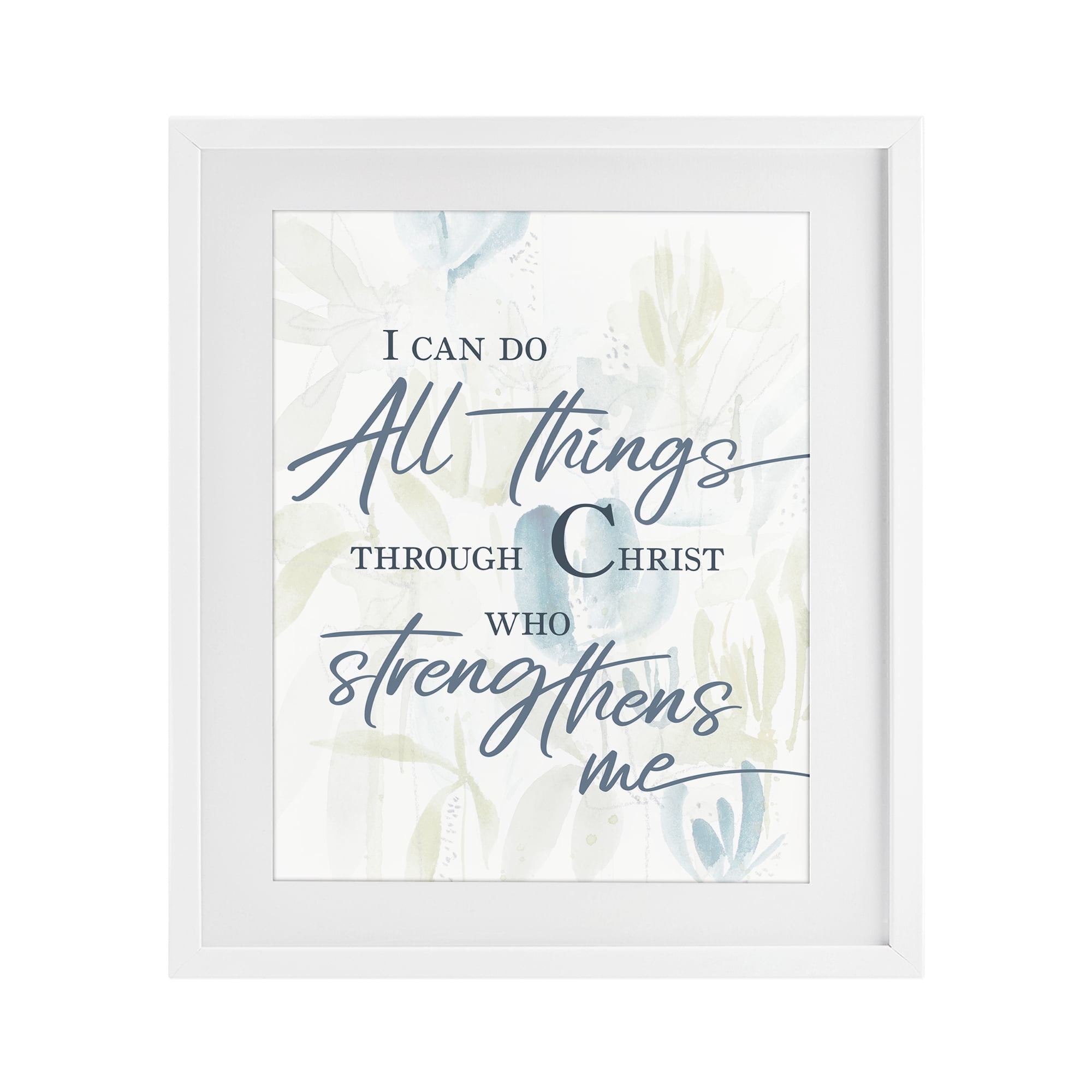Stupell Industries All Things Through Christ White Framed Print Under Glass, design by Krinlox