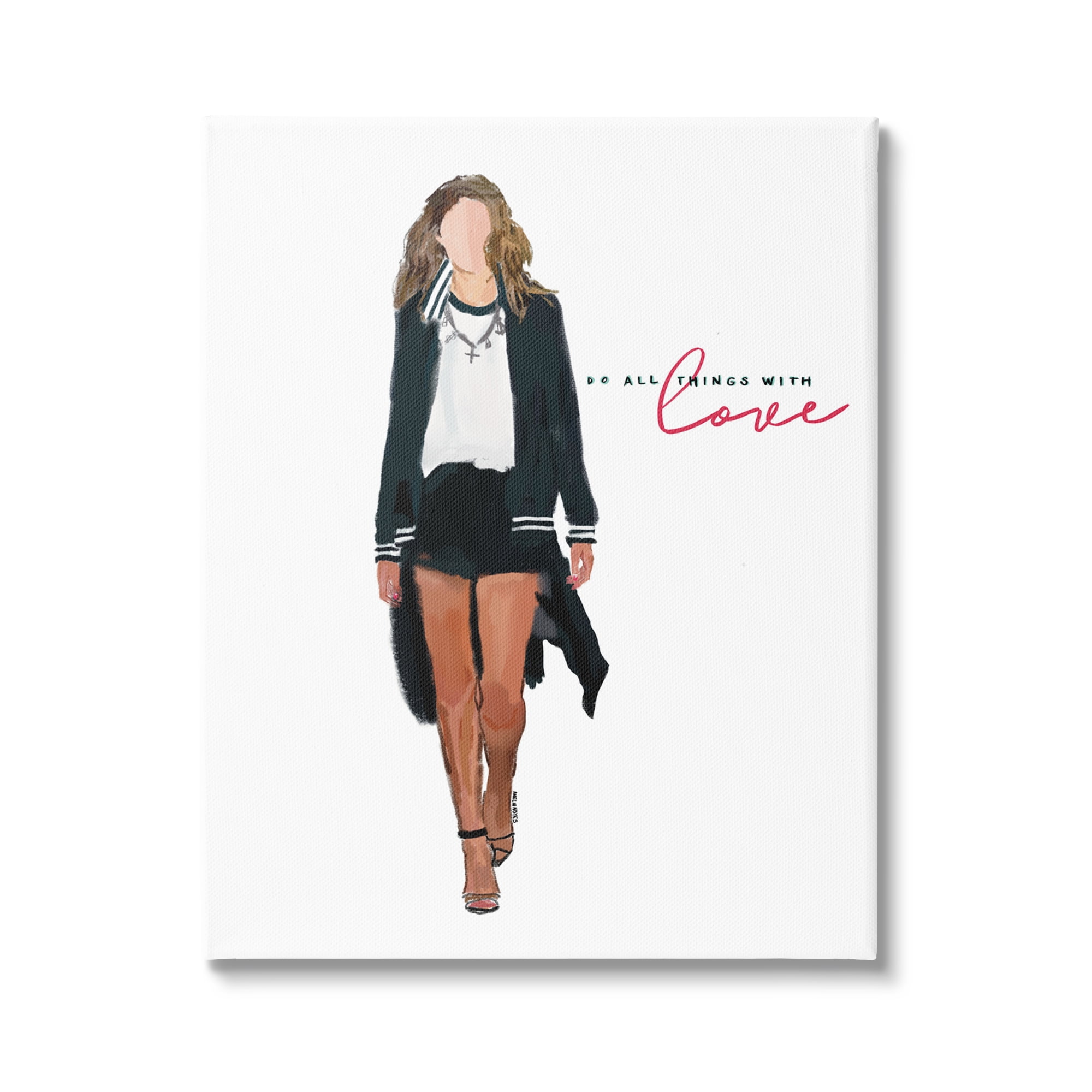 Stupell Industries All Things With Love Inspiring Glam Fashion Woman Graphic Art Gallery Wrapped Canvas Print Wall Art, Design by Amelia Noyes