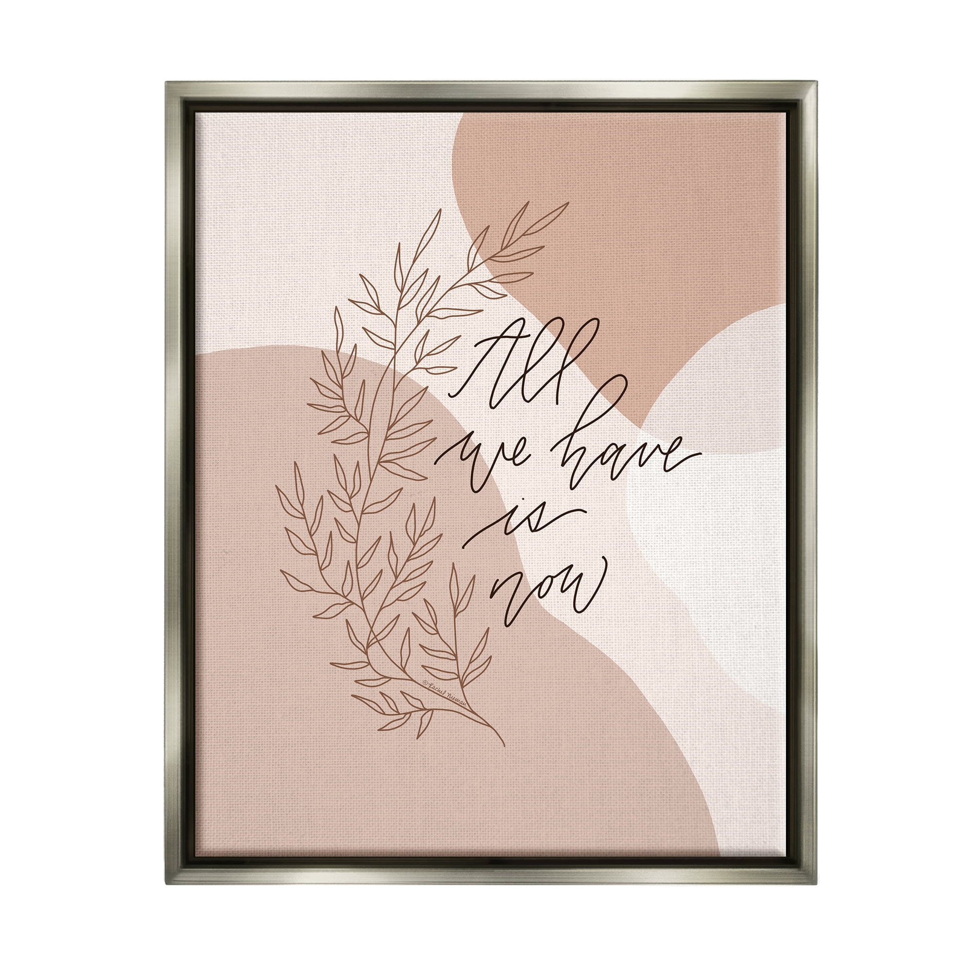 Stupell Industries All We Have Is Now Botanical & Floral Painting Gray Floater Framed Canvas Art Print Wall Art, 17 x 21