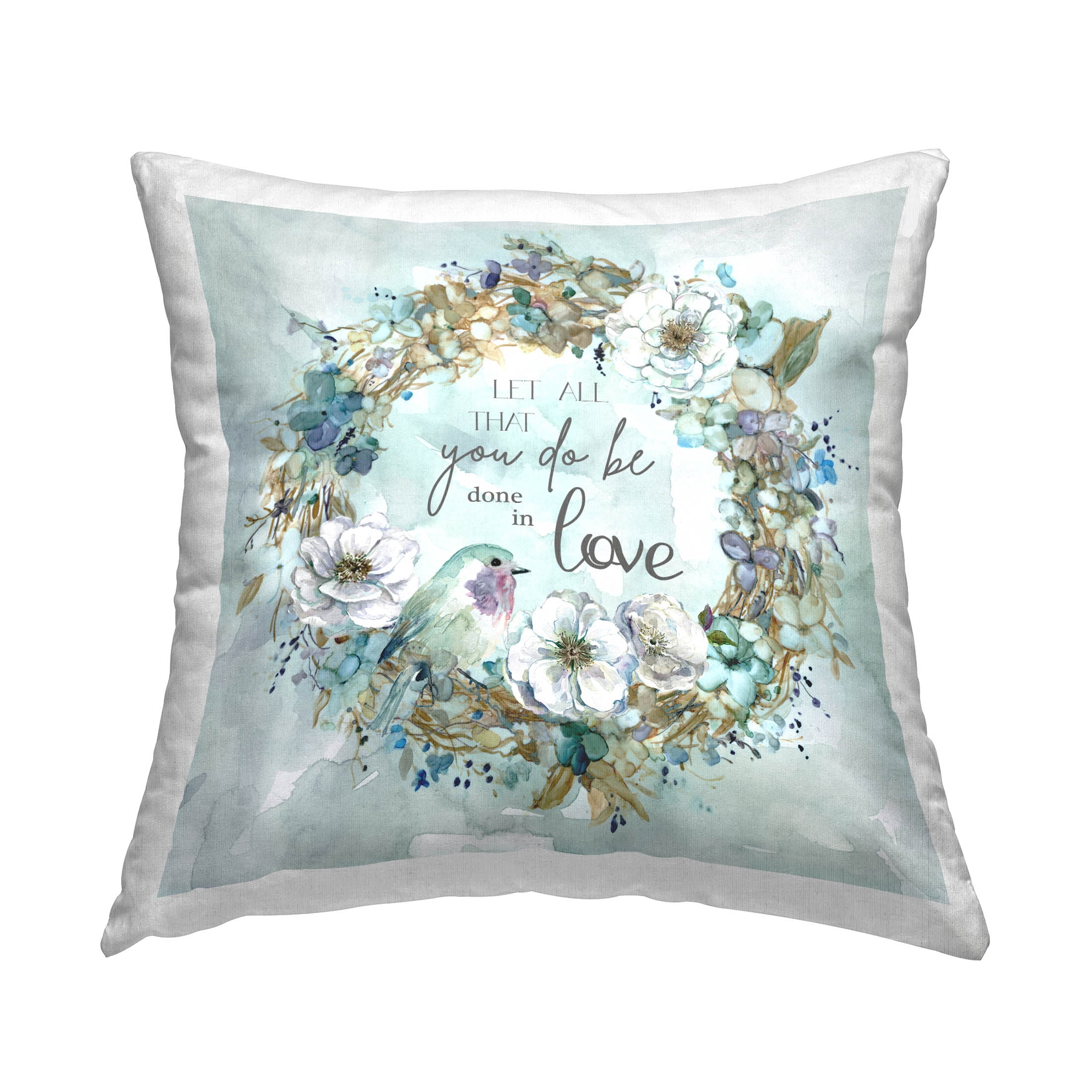 Stupell Industries All You Do Done In Love Wreath Printed Throw Pillow Design by Carol Robinson