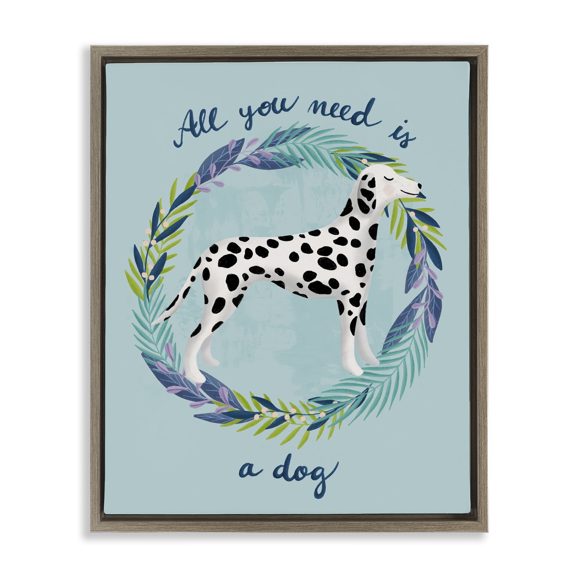 Stupell Industries All You Need Is A Dog Brown Framed Floater Canvas Wall Art, design by Metka Hiti