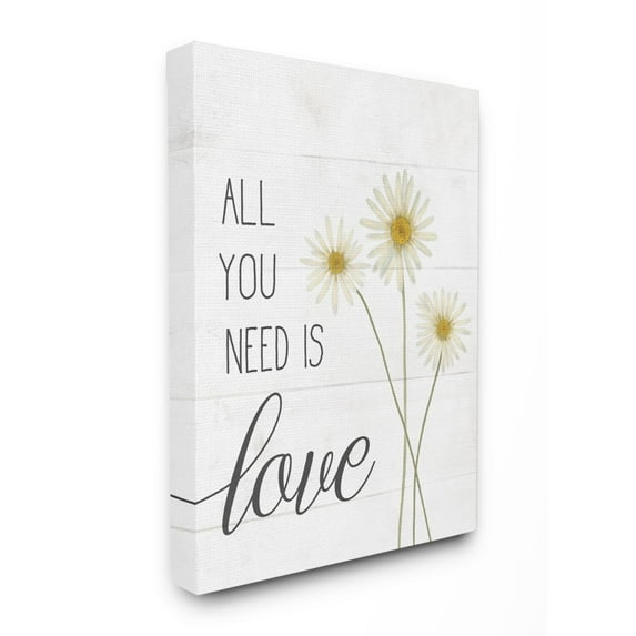 Stupell Industries All You Need Is Love Quote Country Floral Charm Canvas Wall Art Design by Daphne Polselli, 16" x 20"