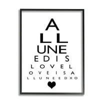 Stupell Industries All You Need Is Love Seeing Eye Chart Inspirational Painting Black Framed Art Print Wall Art, 11 x 14