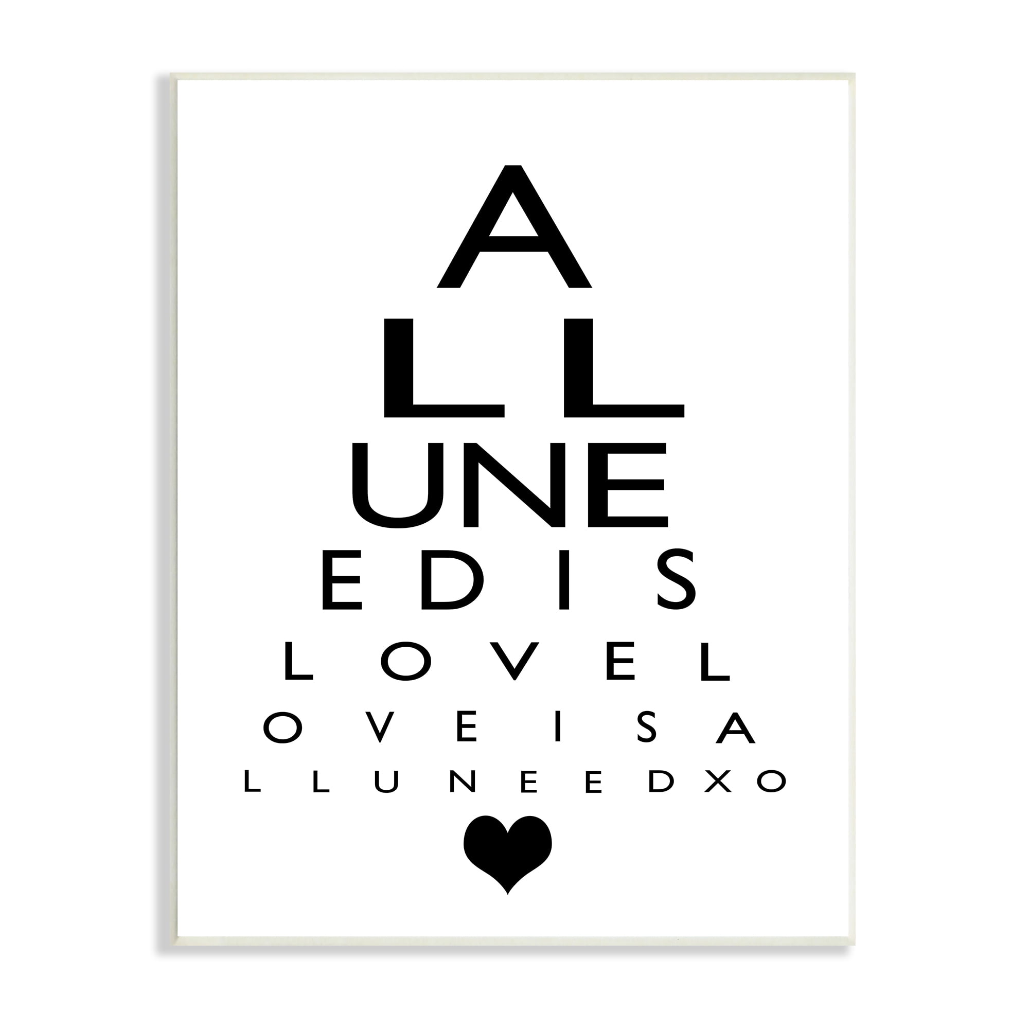 Stupell Industries All You Need Is Love Seeing Eye Chart Inspirational Painting Unframed Art Print Wall Art, 10 x 15