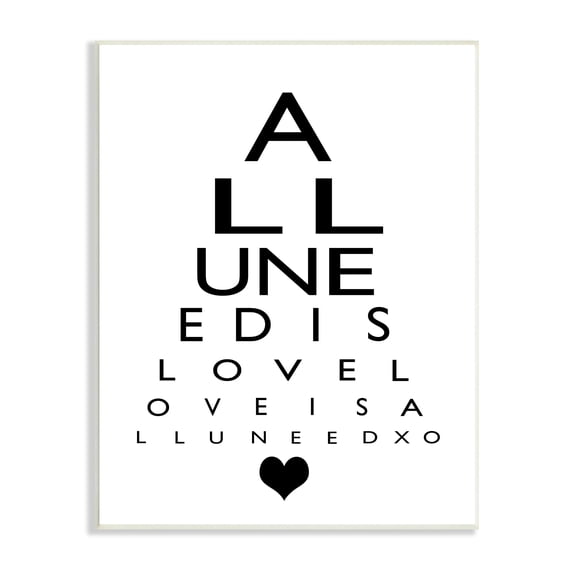Stupell Industries All You Need Is Love Seeing Eye Chart Inspirational Painting Unframed Art Print Wall Art, 13 x 19