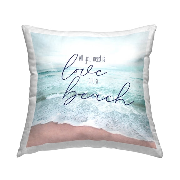 Stupell Industries All You Need Love & A Beach Phrase Printed Throw Pillow Design by Natalie Carpentieri