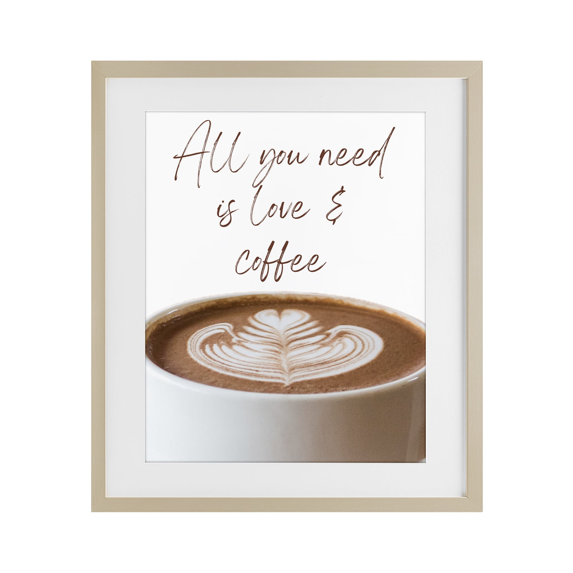 Stupell Industries All You Need Love & Coffee Birch Framed Print Under Glass, design by Jesse Keith
