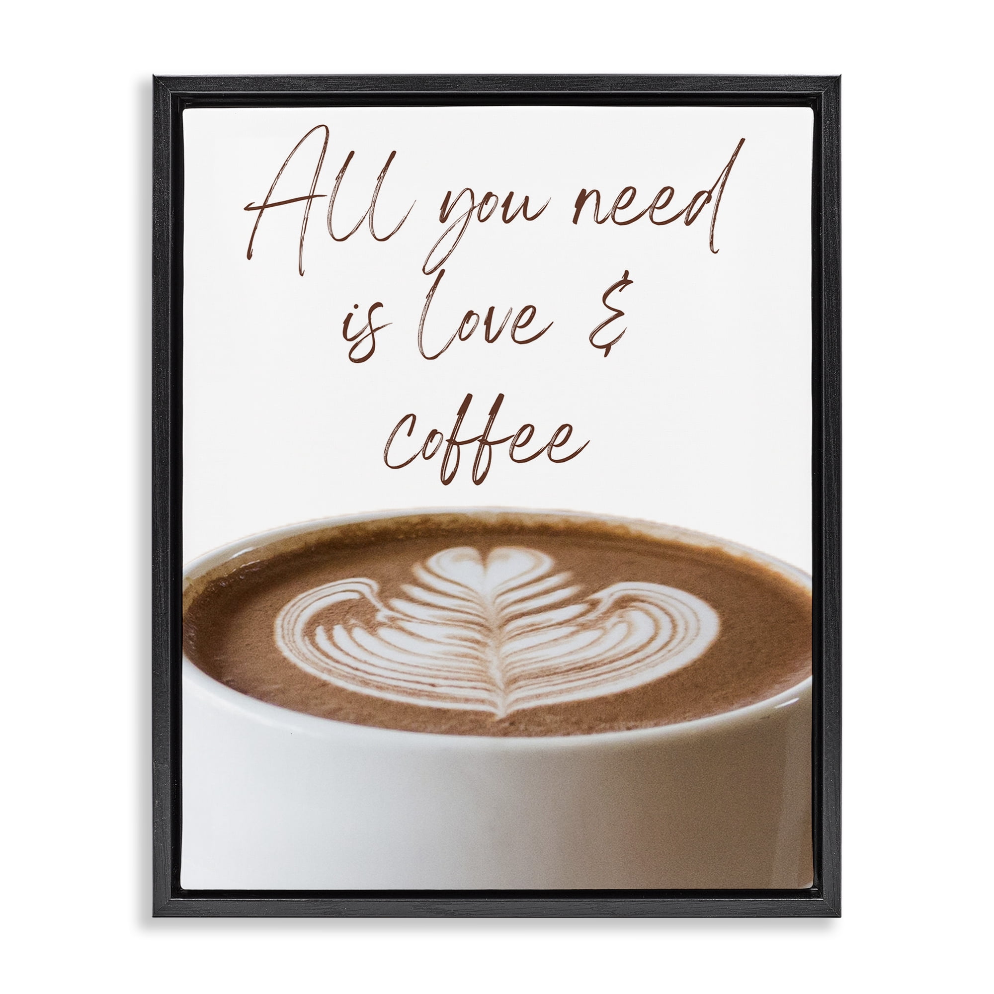Stupell Industries All You Need Love & Coffee Black Framed Floater Canvas Wall Art, design by Jesse Keith