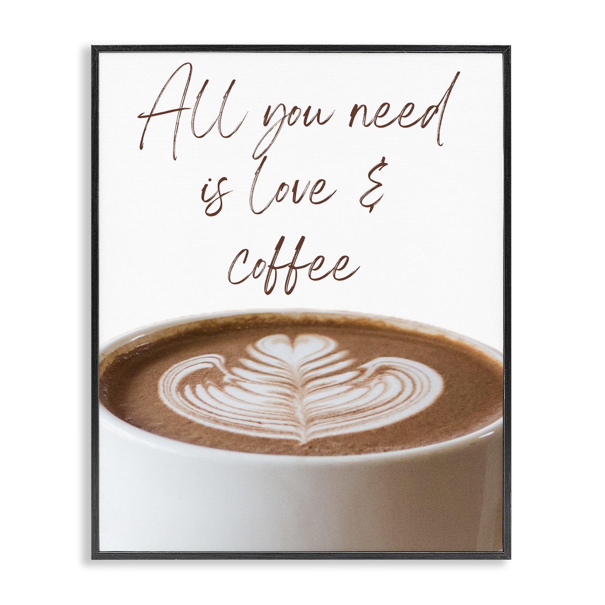 Stupell Industries All You Need Love & Coffee Black Framed Giclee Art, design by Jesse Keith