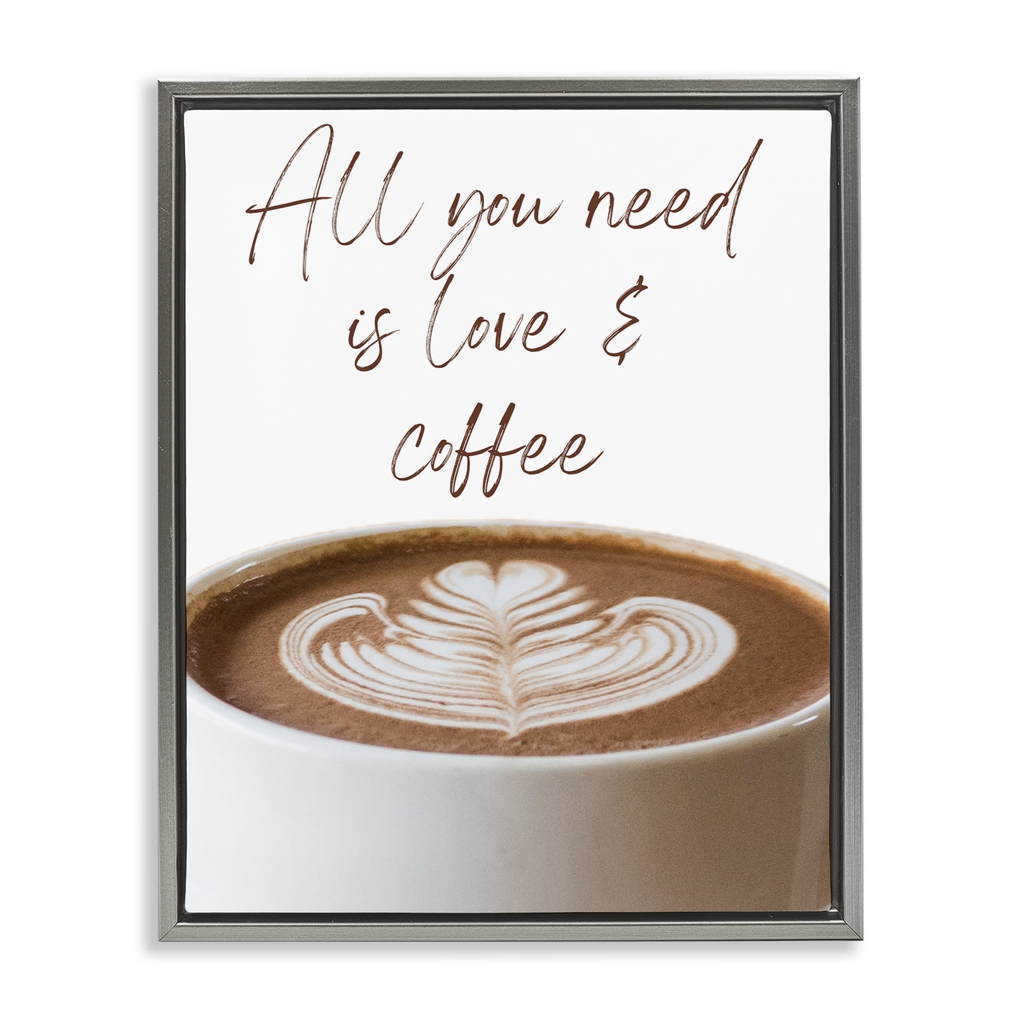 Stupell Industries All You Need Love & Coffee Gray Framed Floater Canvas Wall Art, design by Jesse Keith