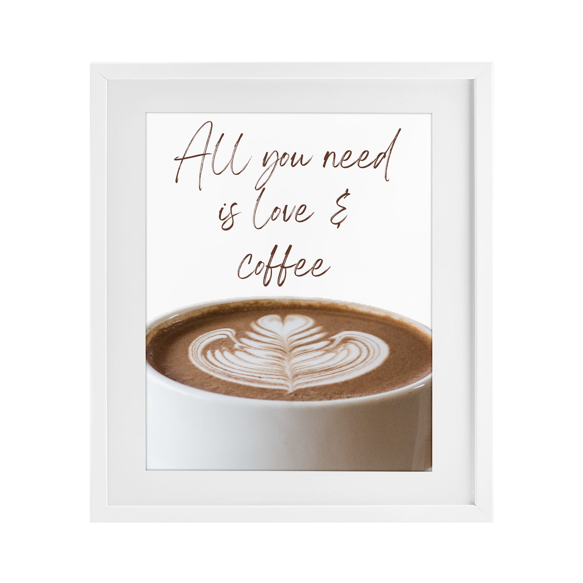 Stupell Industries All You Need Love & Coffee White Framed Print Under Glass, design by Jesse Keith