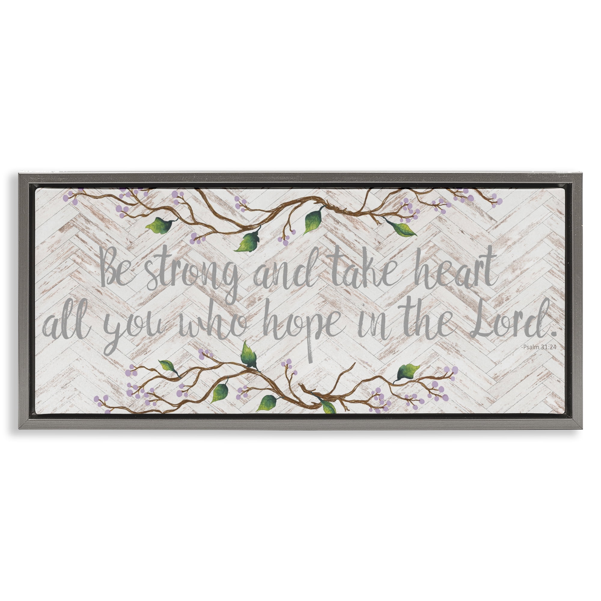 Stupell Industries All You Who Hope Gray Framed Floater Canvas Wall Art, design by Elizabeth Medley