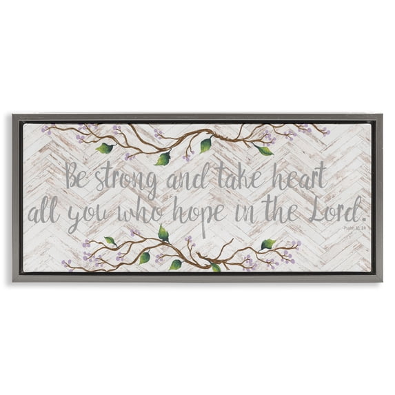 Stupell Industries Traditional All You Who Hope Gray Floating Frame Canvas Art, 25 x 11, by Elizabeth Medley