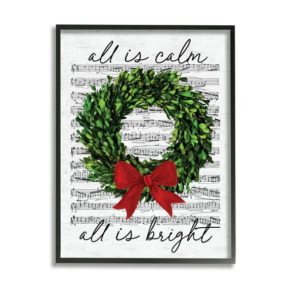 Stupell Industries All is Bright Holiday Music Holiday Painting Black Framed Art Print Wall Art, 16 x 20