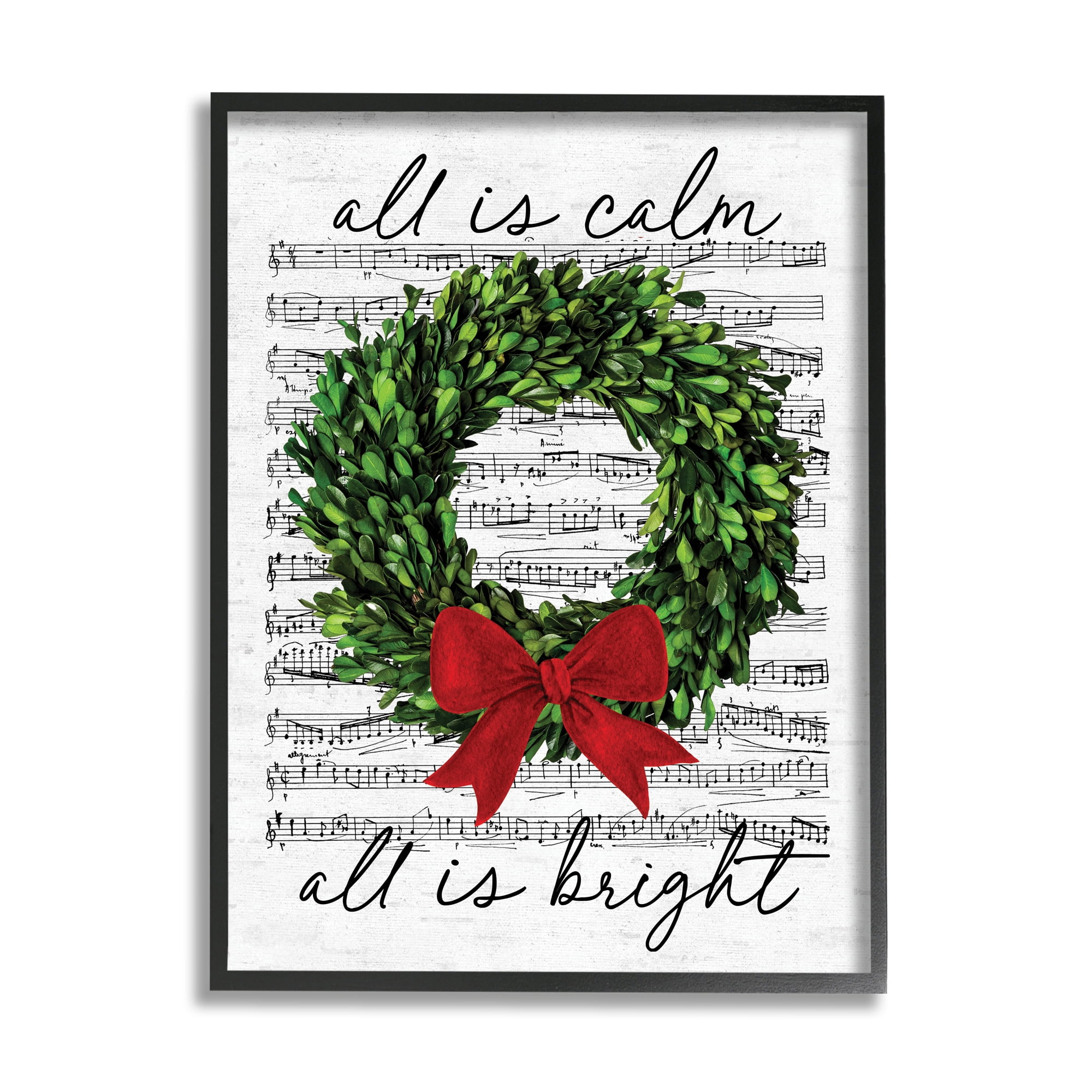 Stupell Industries All is Bright Holiday Music Holiday Painting Black Framed Art Print Wall Art, 24 x 30