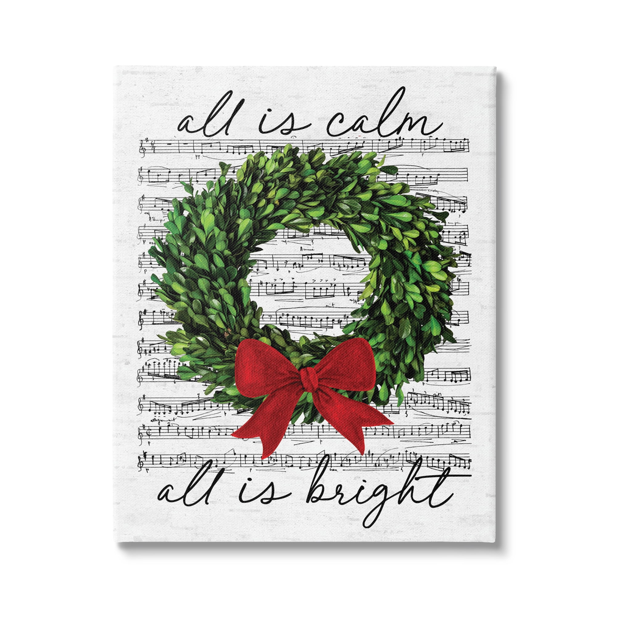 Stupell Industries All is Bright Holiday Music Holiday Painting Gallery Wrapped Canvas Art Print Wall Art, 24 x 30