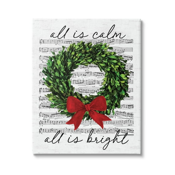 Stupell Industries All is Bright Holiday Music Holiday Painting Gallery Wrapped Canvas Art Print Wall Art, 36 x 48