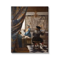 Stupell Industries Allegory of Painting Johannes Vermeer Classical Portrait Painting Gallery Wrapped Canvas Print Wall Art, Design by one1000paintings