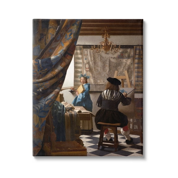 Stupell Industries Allegory of Painting Johannes Vermeer Classical Portrait Painting Gallery Wrapped Canvas Print Wall Art, Design by one1000paintings