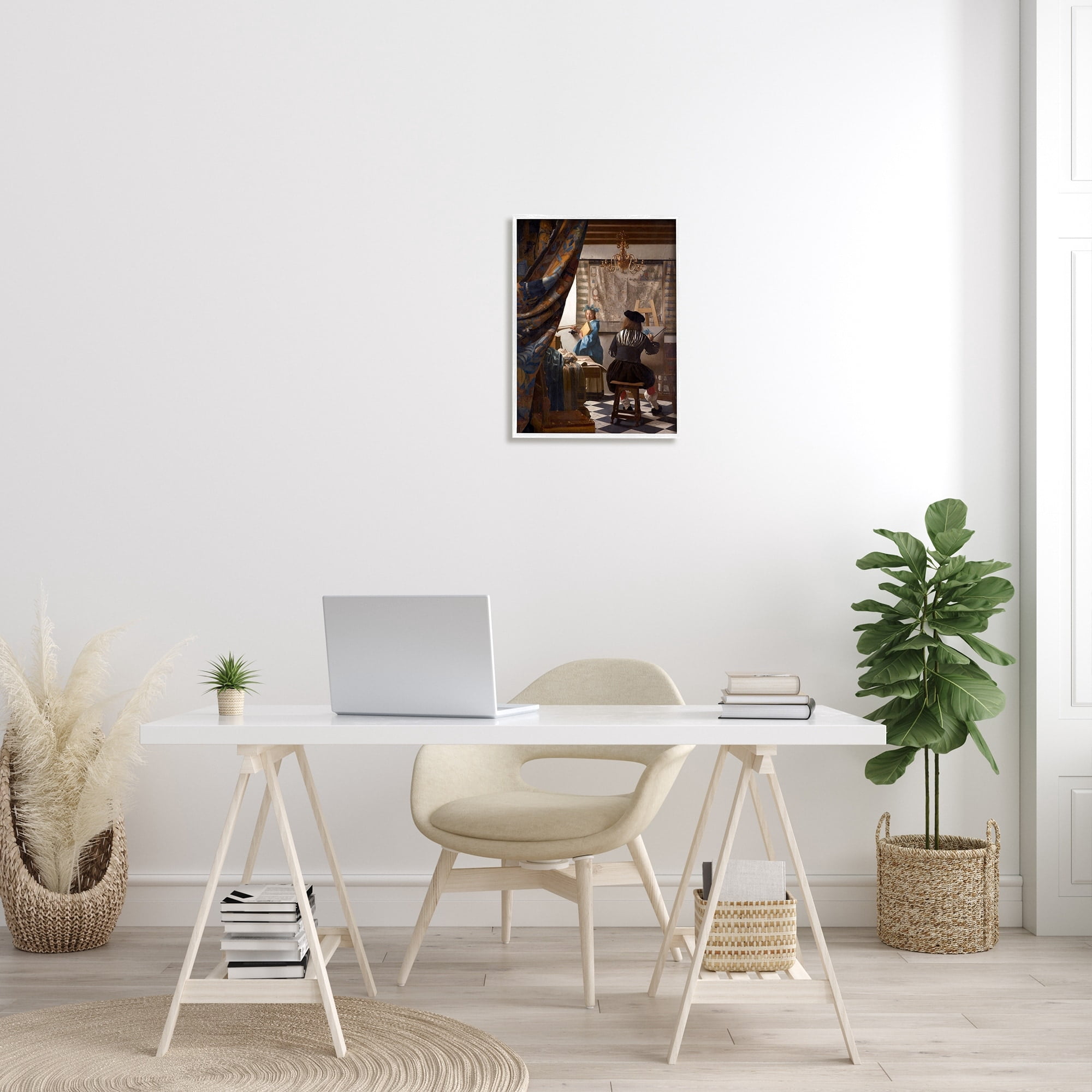 Stupell Industries Allegory of Painting Johannes Vermeer Classical Portrait Painting White Framed Art Print Wall Art, Design by one1000paintings