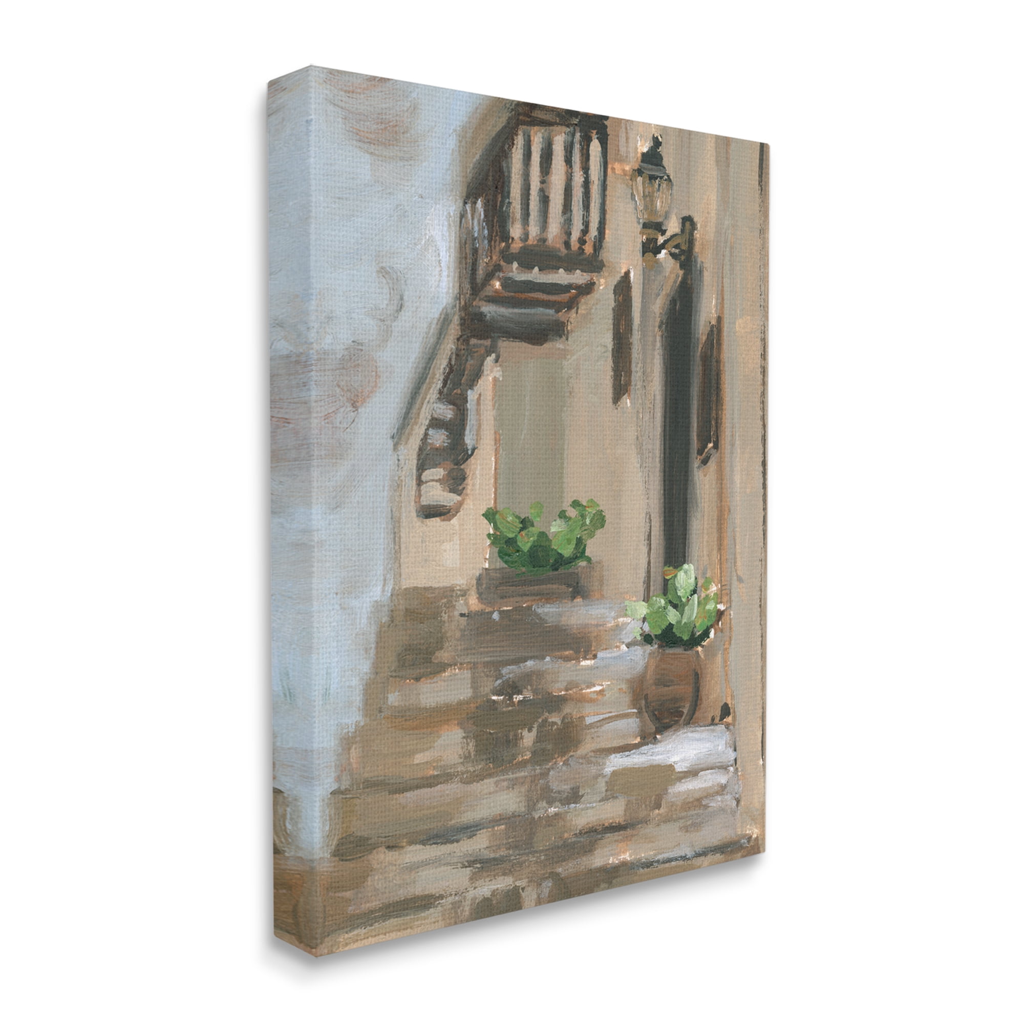 Stupell Industries Alleyway at Dusk Charming Parisian Urban Architecture Travel & Places Painting Gallery Wrapped Canvas Print Wall Art, 30 x 40