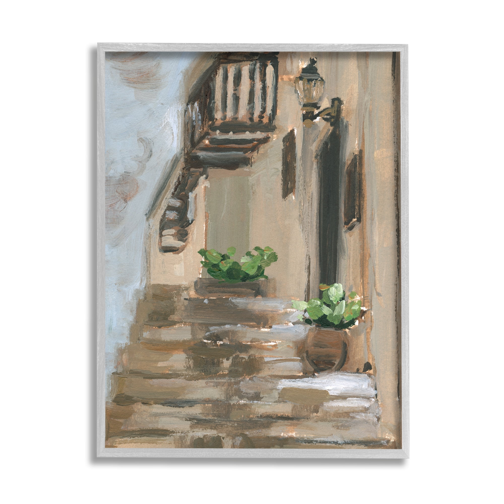 Stupell Industries Alleyway at Dusk Charming Parisian Urban Architecture Travel & Places Painting Gray Framed Art Print Wall Art, 11 x 14