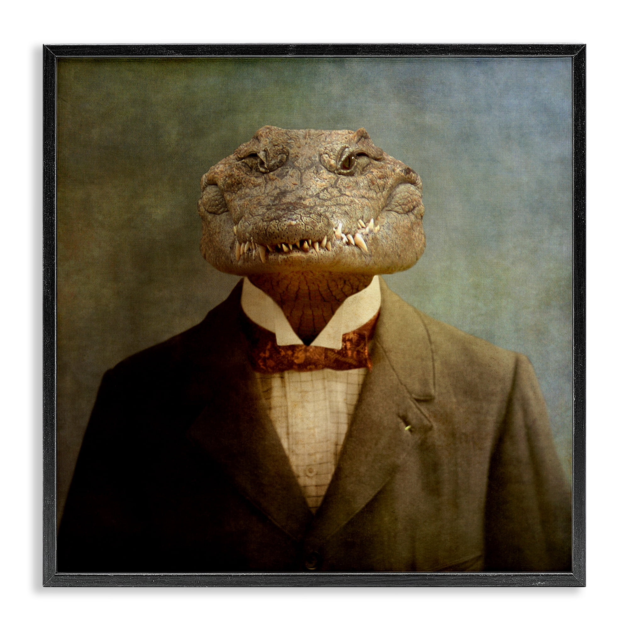 Stupell Industries Alligator in Business Suit Animals & Insects Painting Black Framed Art Print Wall Art, 17 x 17
