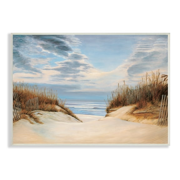 Stupell Industries Alluring Cloudy Beach Path Wooden Fence Tall Grass, 13 x 19, Designed by Richard Dunahay