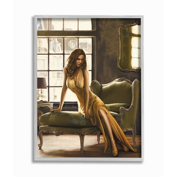 Stupell Industries Alluring Female Figure Posing on Elegant Chair Designed by Thomas Page