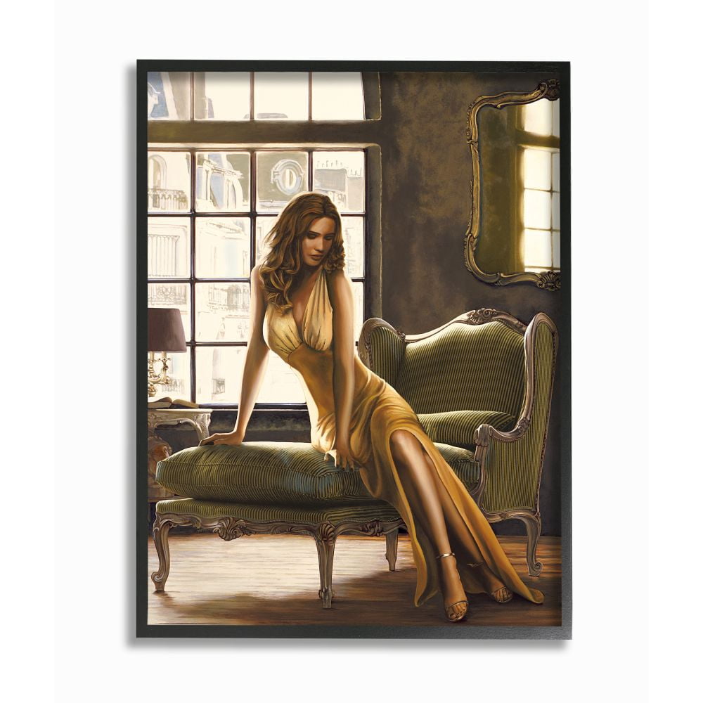 Stupell Industries Alluring Female Figure Posing on Elegant Chair Designed by Thomas Page