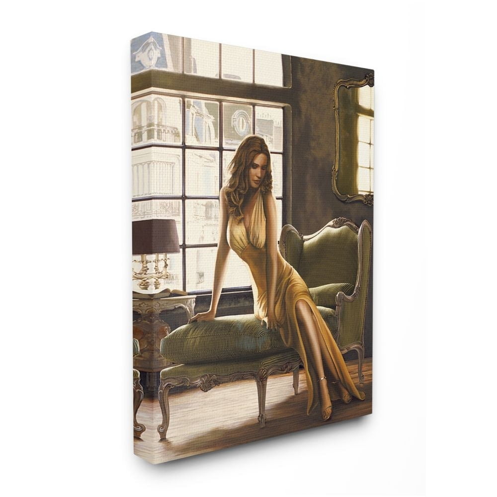 Stupell Industries Alluring Female Figure Posing on Elegant Chair Designed by Thomas Page