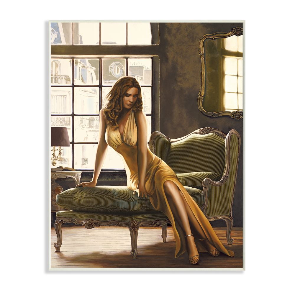 Stupell Industries Alluring Female Figure Posing on Elegant Chair Designed by Thomas Page