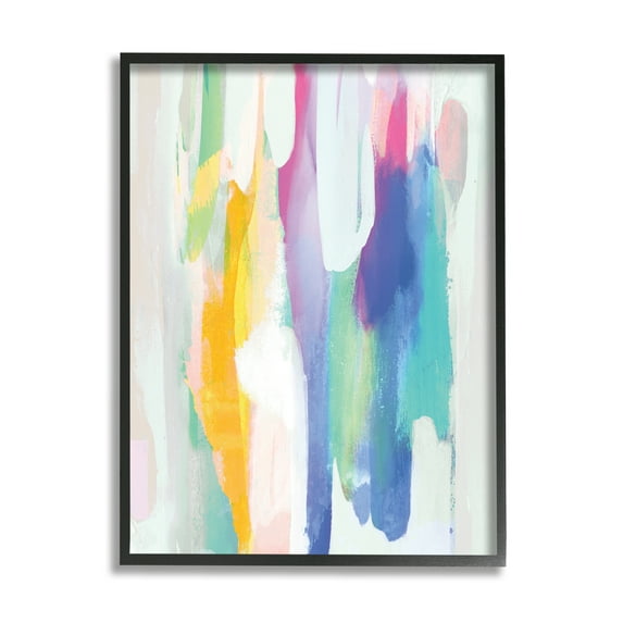 Stupell Industries Alluring Rainbow Tones Abstract Layered Shapes Global Painting Black Framed Art Print Wall Art, 24 x 30, Design by Jackie Hanson