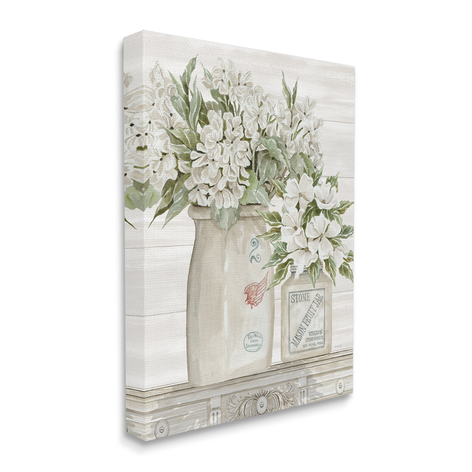 Stupell Industries Alluring White Florals Classic Country Ceramic Jars, 30 x 40, Designed by Cindy Jacobs