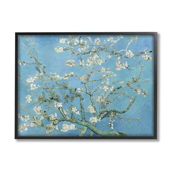 Stupell Industries Almond Blossoms Vincent van Gogh Classic Tree Blossom Painting Painting Black Framed Art Print Wall Art, Design by one1000paintings