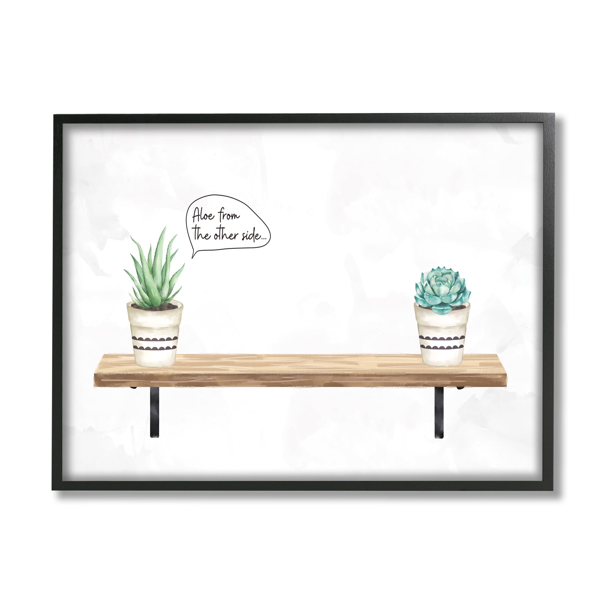 Stupell Industries Aloe From Other Side Phrase Succulent Plants Black Framed Wall Art, 11 x 14, Design by Ziwei Li