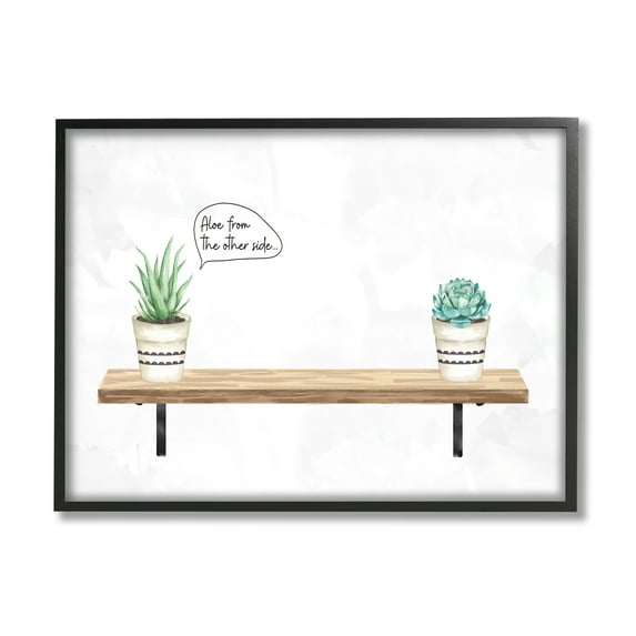 Stupell Industries Aloe From Other Side Phrase Succulent Plants Black Framed Wall Art, 11 x 14, Design by Ziwei Li