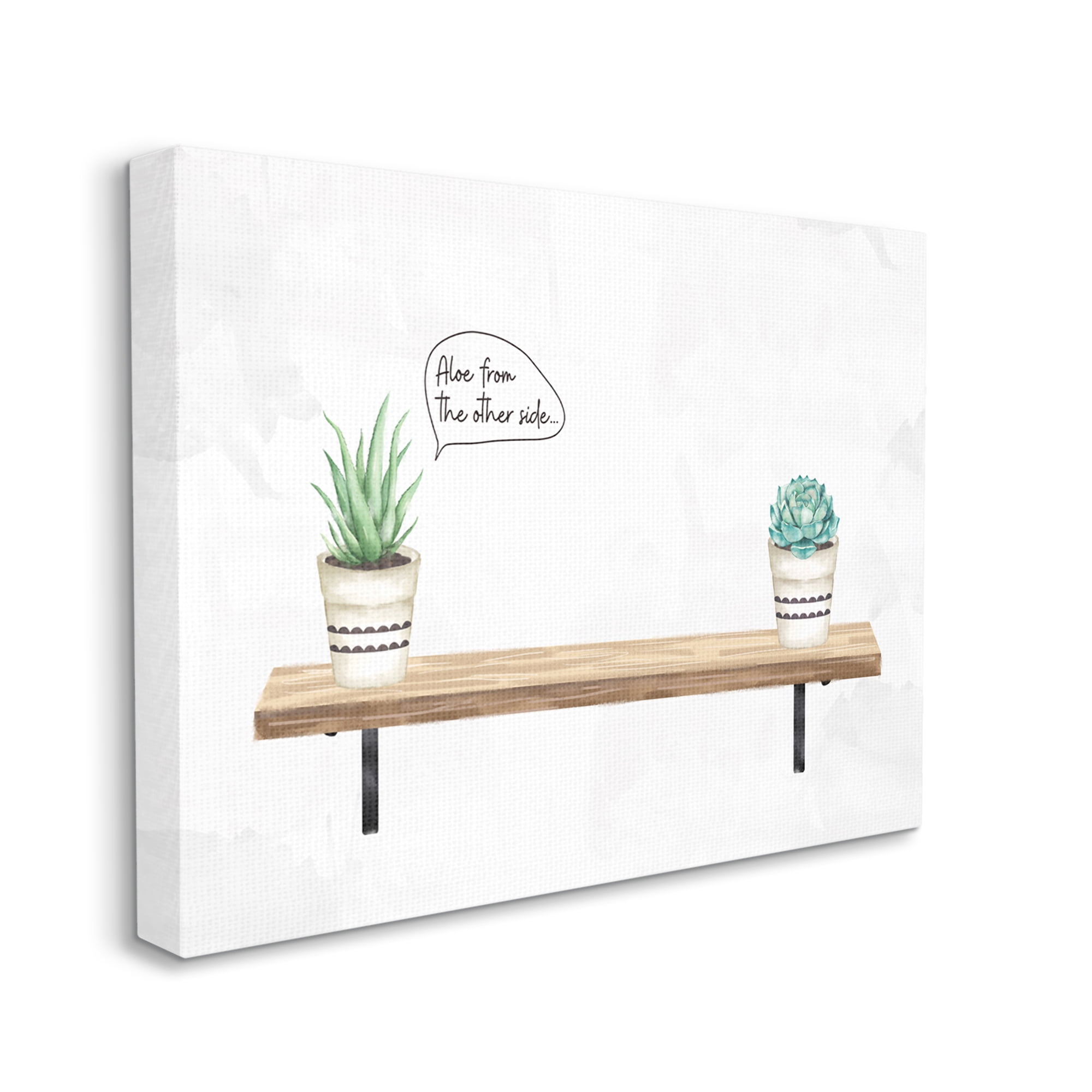 Stupell Industries Aloe From Other Side Phrase Succulent Plants Botanical & Floral Painting Gallery Wrapped Canvas Art Print Wall Art, 30 x 40