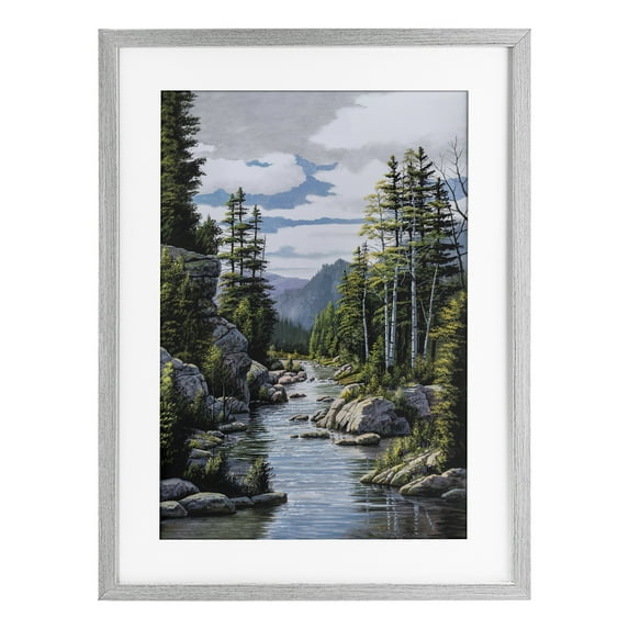 Stupell Industries Alone In The Stream Gray Framed Print Under Glass design by Bill Saunders, 23 x 17