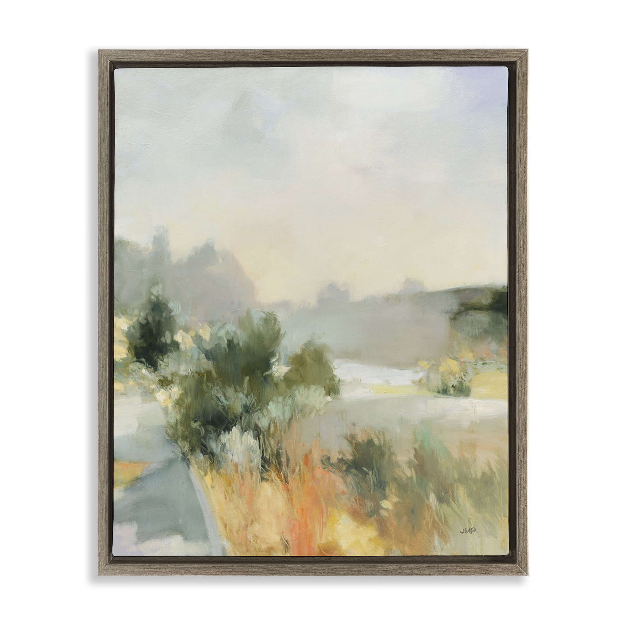 Stupell Industries Along The Path Landscape Landscape & Nature Painting Brown Floater Framed Canvas Art Print Wall Art, 17 x 21