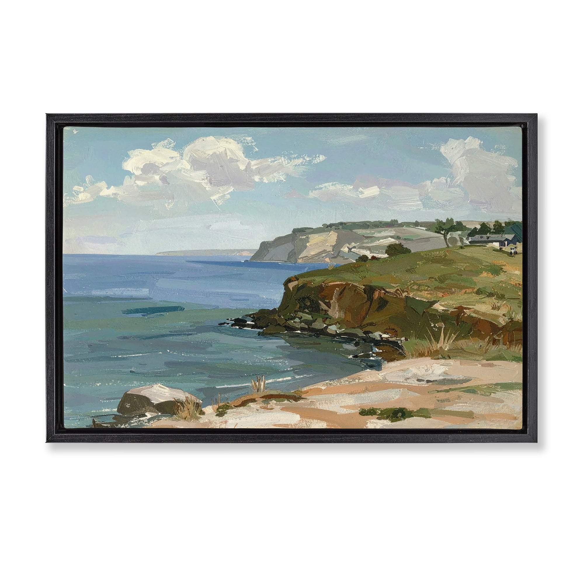 Stupell Industries Along The Shore Scenery Black Framed Floater Canvas Wall Art, design by Alonza Saunders