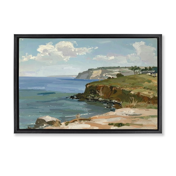 Stupell Industries Along The Shore Scenery Black Framed Floater Canvas Wall Art, design by Alonza Saunders